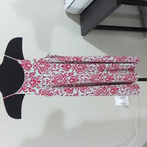 Blue and Pink Print Mini Dress